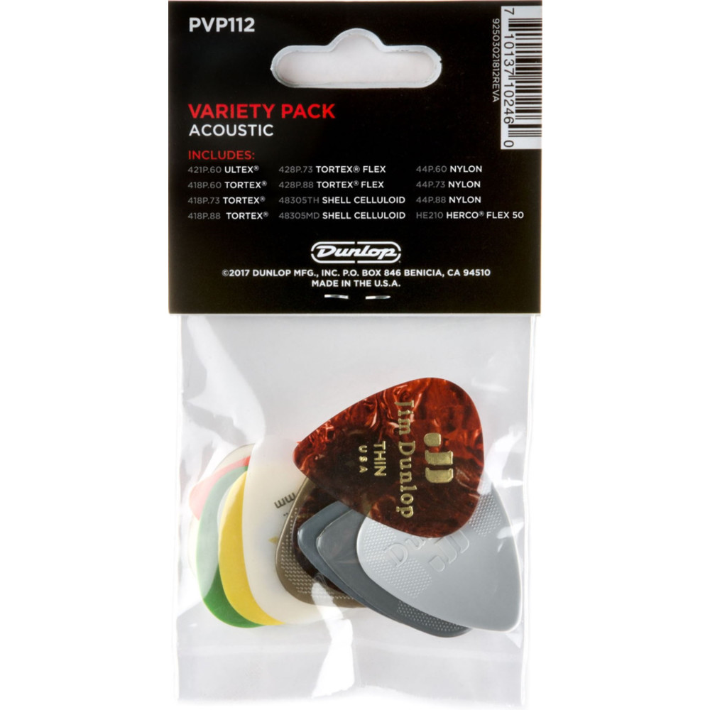 Bolsa 12 Púas Dunlop PVP-112 Variety Acoustic - Imagen 2