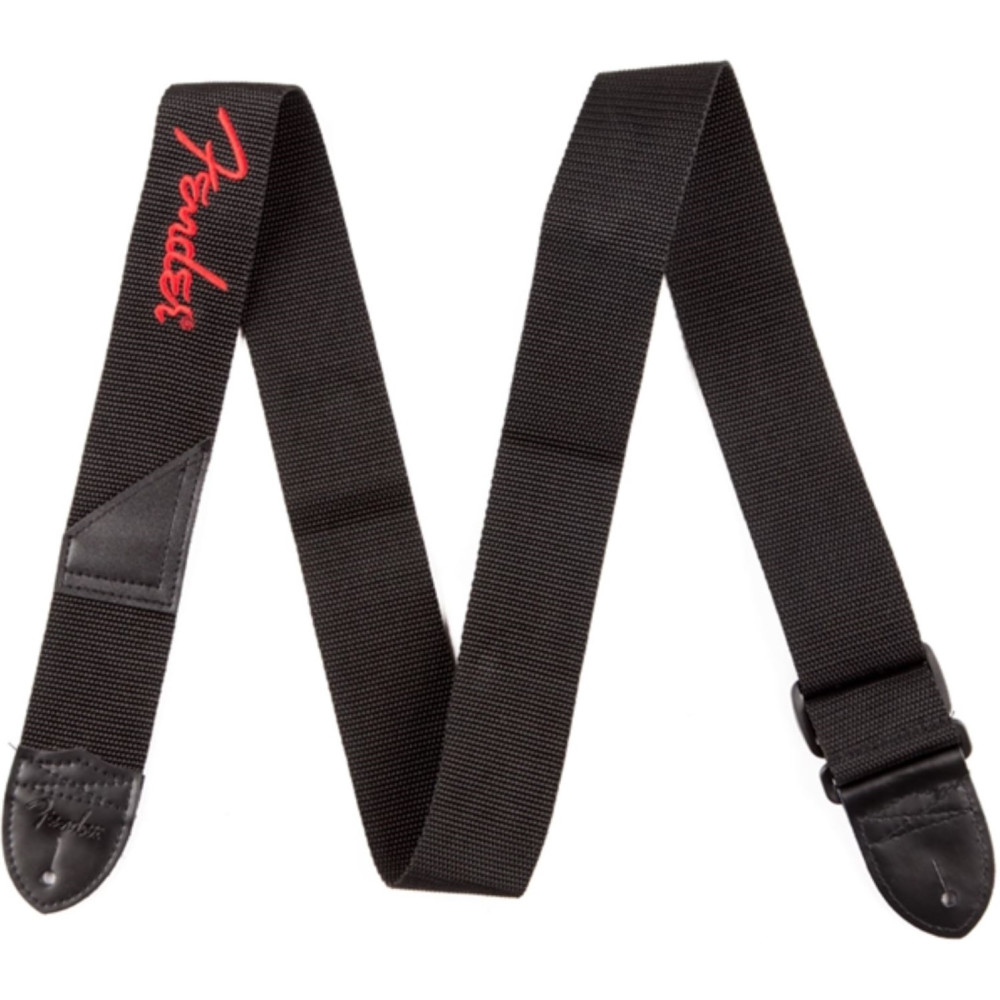 Correa Fender 099-0662-015 Poly Negra Logo Rojo 2"