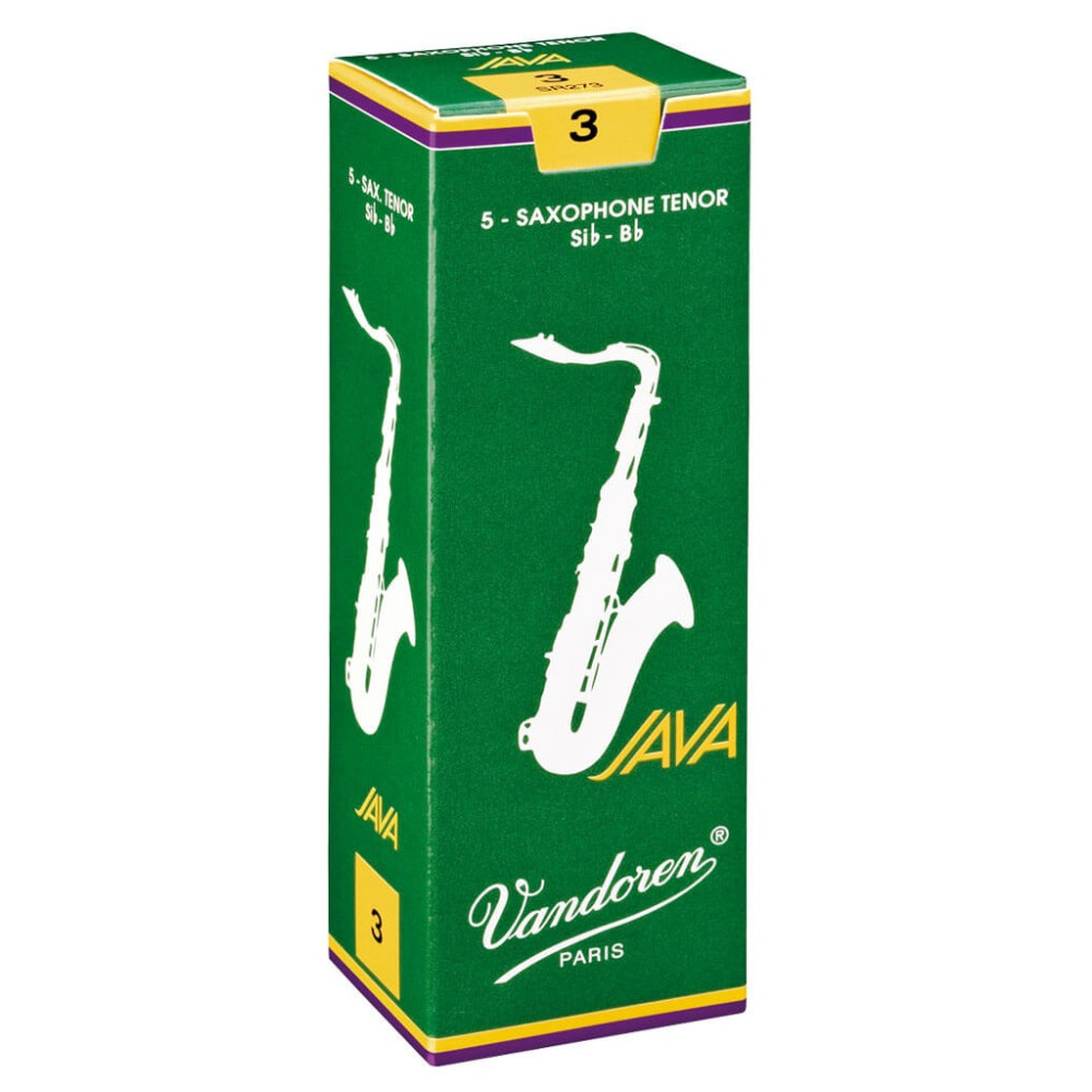 Caja 5 Cañas Saxo Tenor Vandoren Java 3½ caja verde