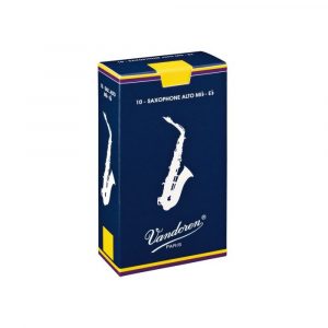 Caja 10 Cañas Saxo Alto Vandoren Tradicional 4 caja azul