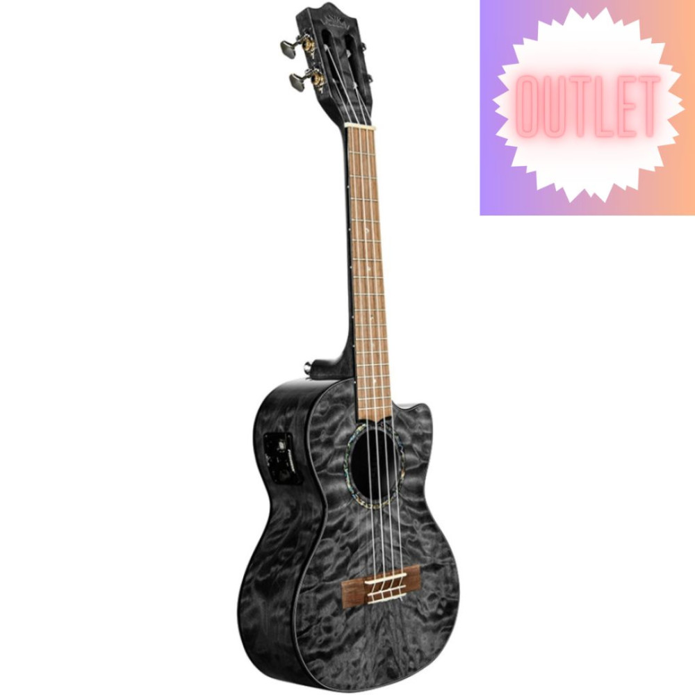 Ukelele Tenor Lanikai QM-BKCET Quilted Maple Electrificado Black