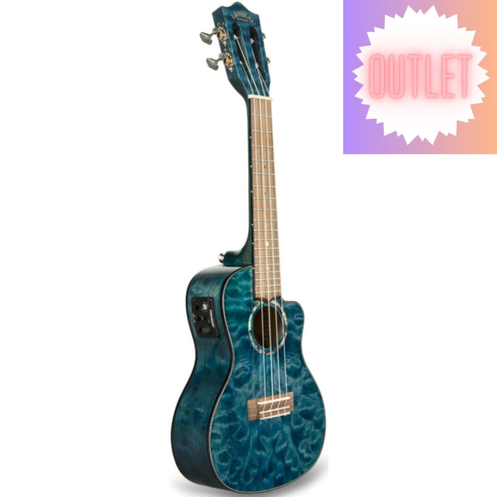 Ukelele Concert Lanikai QM-BLCEC Quilted Maple Electrificado Blue
