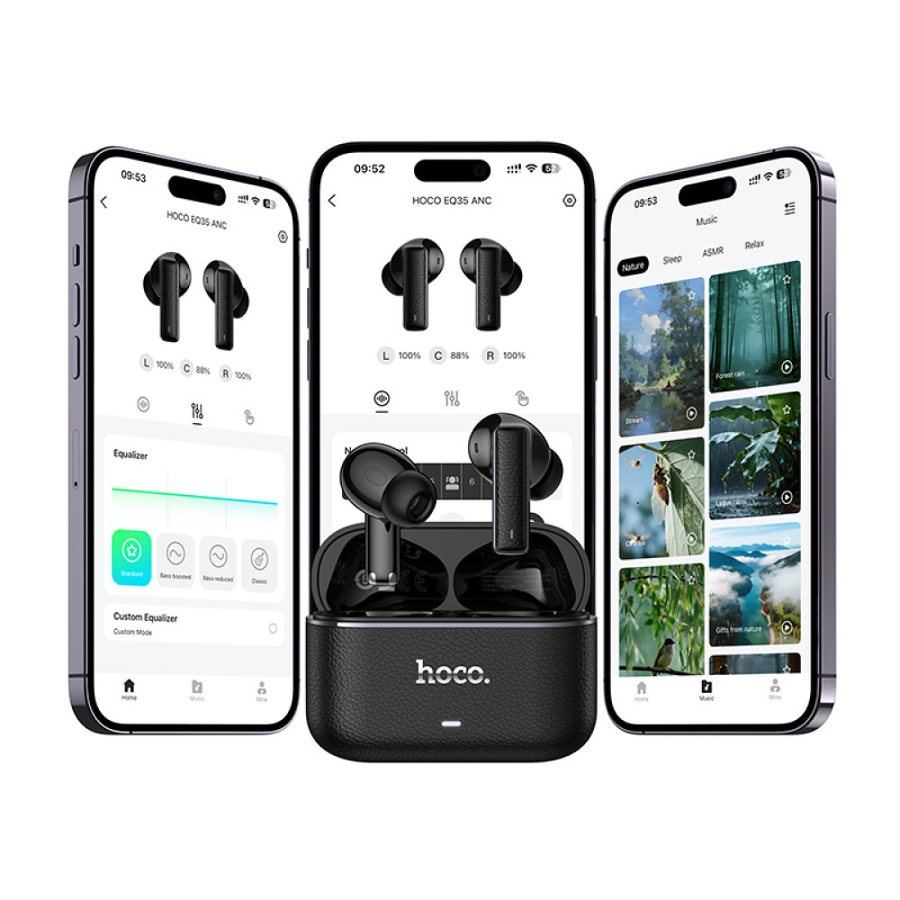 Auriculares Hoco EQ35 TWS Bluetooth 5.4 con ANC+ENC+App, 6 micrófonos en Negro - Imagen 3