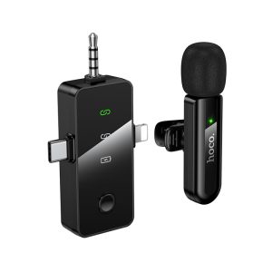 Micrófono Lavalier Hoco L20B inalámbrico con DSP y USB-C/Lightning/Jack 3