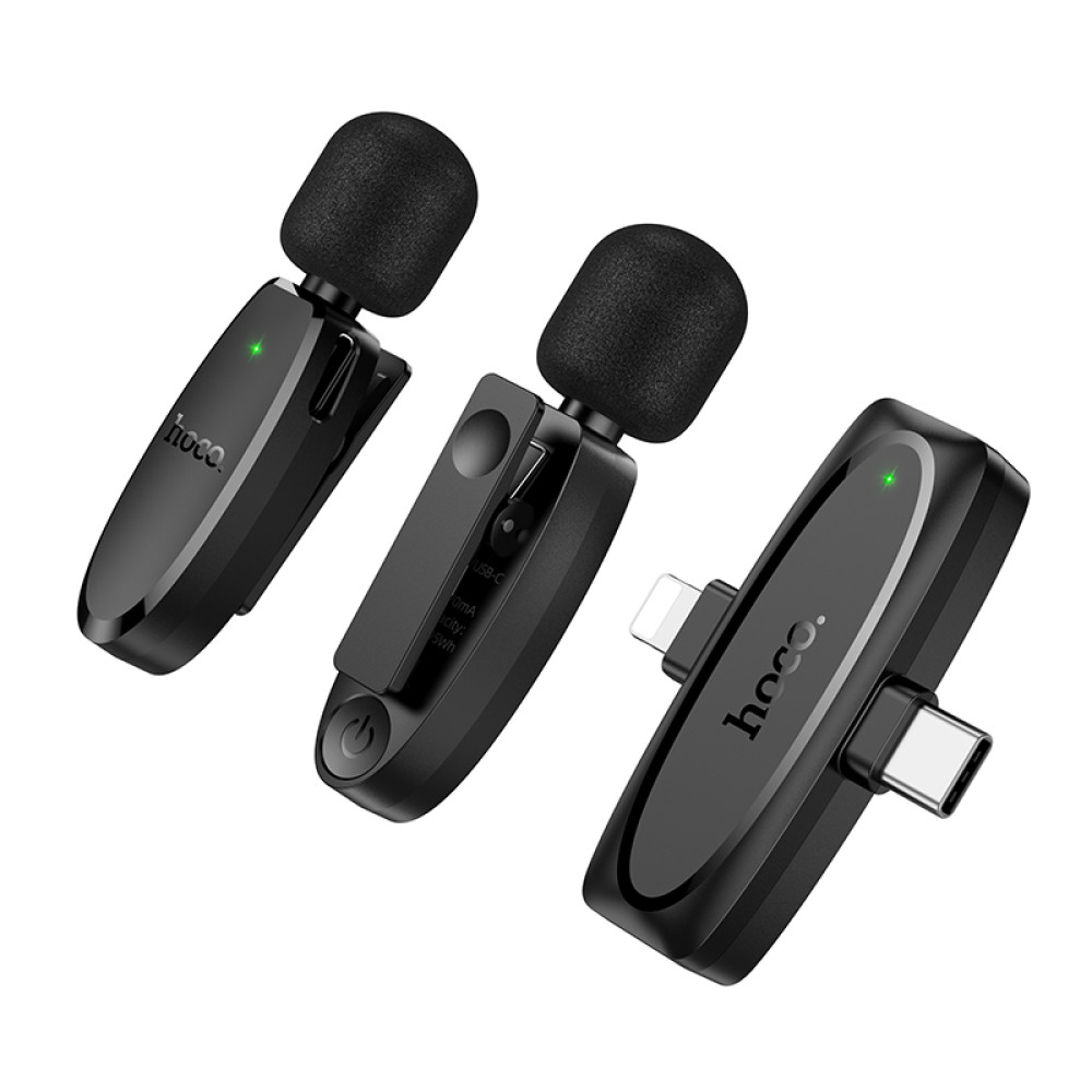 Micrófono Lavalier dual Hoco L15 inalámbrico con DSP y USB-C/Lightning - Imagen 4