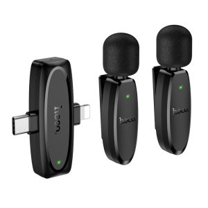 Micrófono Lavalier dual Hoco L15 inalámbrico con DSP y USB-C/Lightning