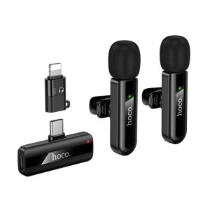 Micrófono Lavalier dual Hoco L20A inalámbrico con DSP y USB-C/Lightning