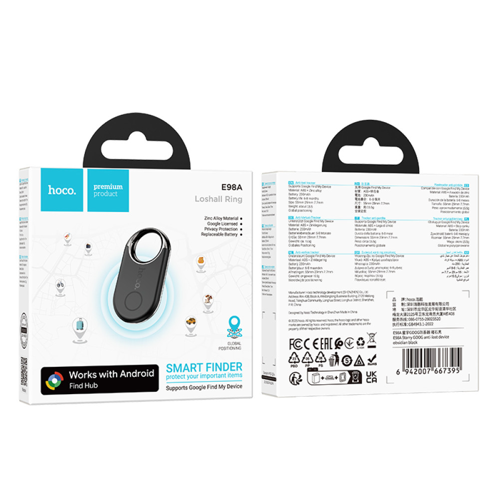 Localizador Hoco E98A con Google Find My Device en Negro - Imagen 5