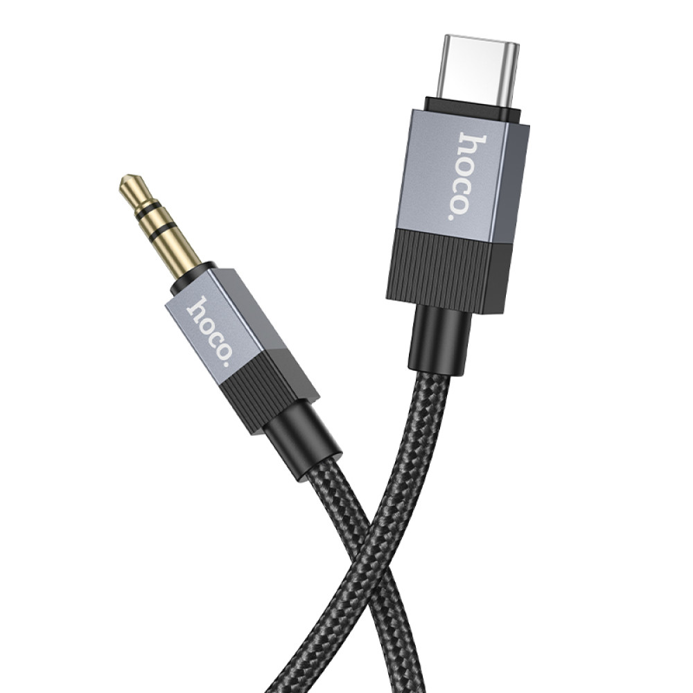 Cable Hoco UPA32B USB-C - Jack 3,5mm trenzado 1m en Negro - Imagen 3