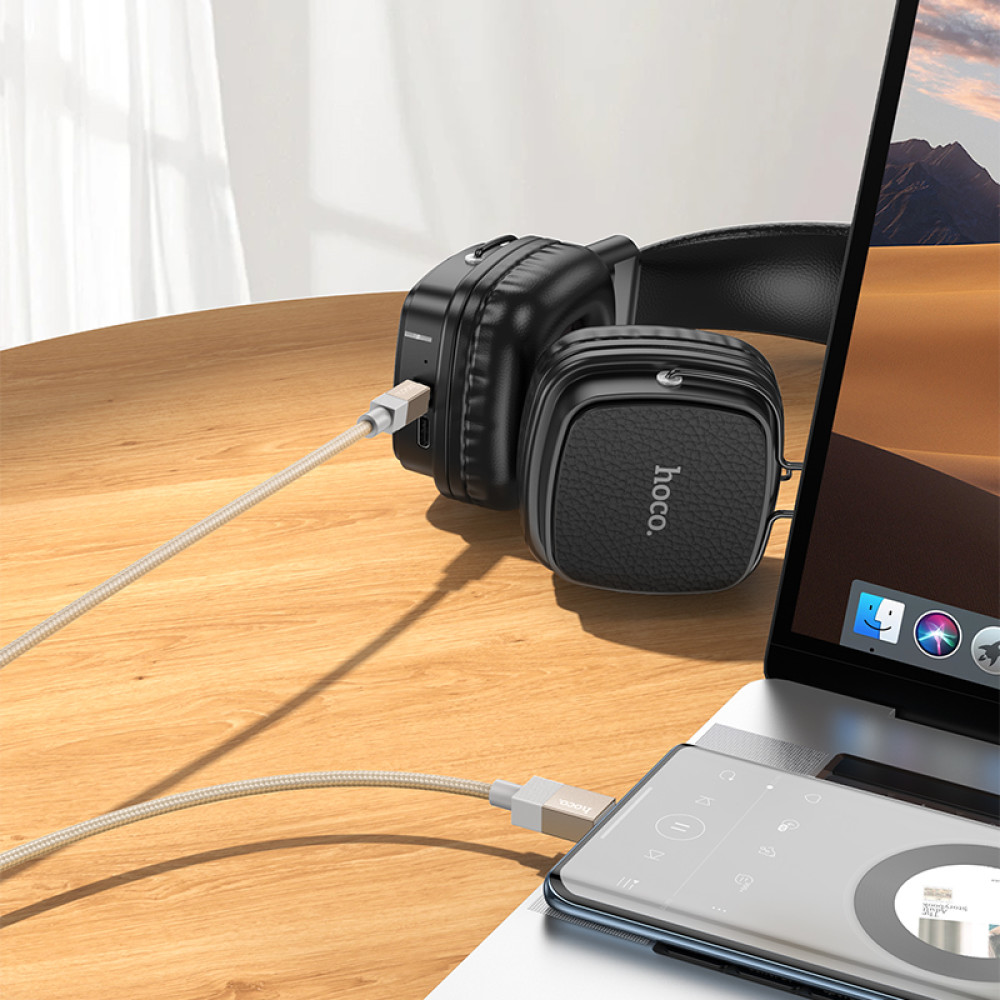 Cable Hoco UPA32B USB-C - Jack 3,5mm trenzado 1m en Negro - Imagen 5